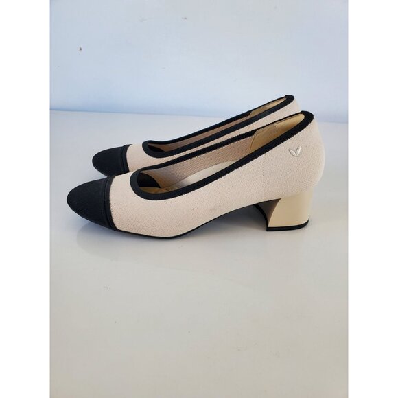 Vivaia Julie Pro Womens Chic Retro Round Toe Beige & Black Heels Size 40 US 9 - Picture 1 of 15